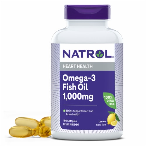 Natrol Omega-3 Fish Oil 1000mg Heart Health Supplement Perspective: front