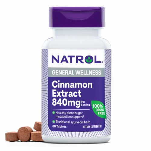Natrol Cinnamon Extract Tablets 1000mg Perspective: front