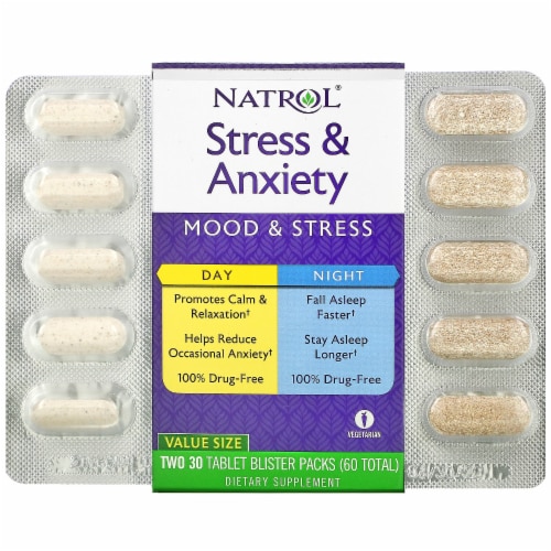 Natorl Stress + Anxiety Day & Night Supplement Perspective: front