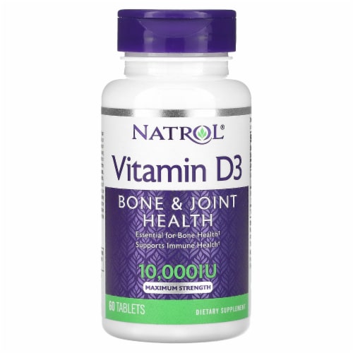 Natrol Vitamin D Maximum Strength Dietary Supplement Tablets 10000IU Perspective: front