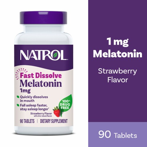 Natrol® Sleep Melatonin Strawberry Fast Dissolve Tablets 1 mg Perspective: front