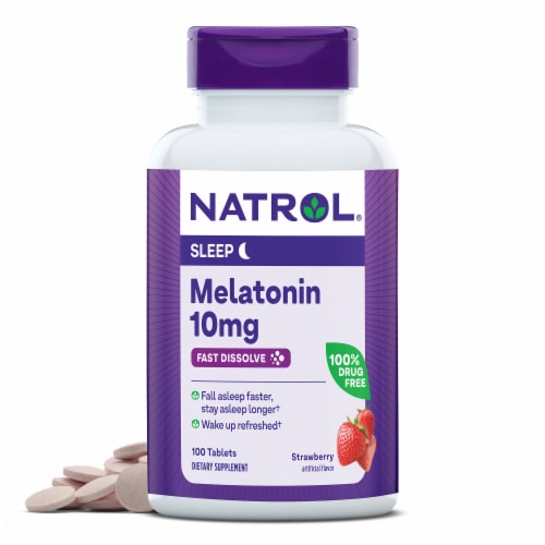 Natrol® Sleep Melatonin Strawberry Fast Dissolve Tablets 10 mg Perspective: front
