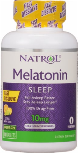 Natrol Citrus Melatonin Fast Dissolve Tablets 10mg Perspective: front