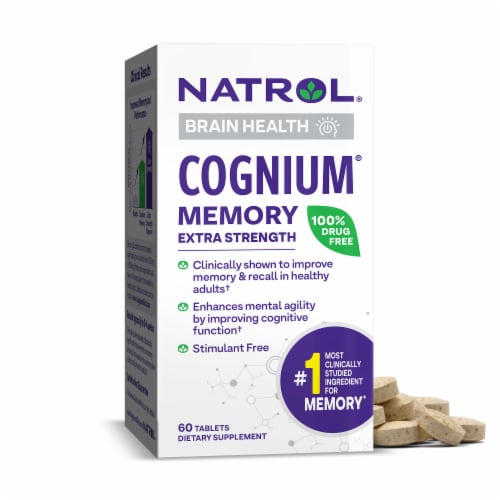 Natrol® Brain Health Support Cognium® Memory Extra Strength Tablets Perspective: front