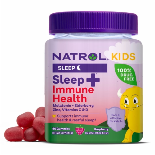 Natrol® Kids Sleep+ Immune Health Sleep Aid Supplement Berry Flavored Gummies Perspective: front