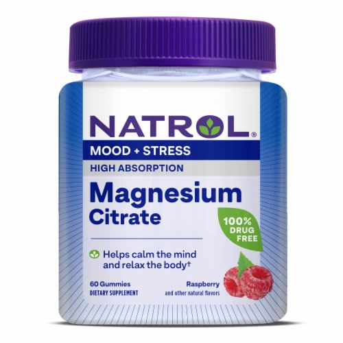 Natrol® Mood and Stress Magnesium Citrate Raspberry Gummies Perspective: front