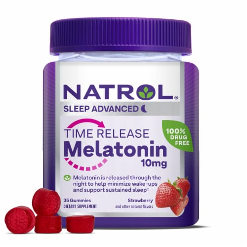 Natrol® Sleep Advanced Melatonin Strawberry Time Release Gummies 10 mg Perspective: front