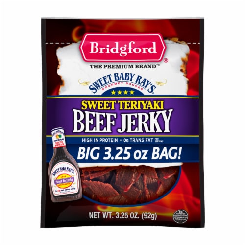 Bridgford Sweet Baby Ray's Sweet Teriyaki Beef Jerky Perspective: front