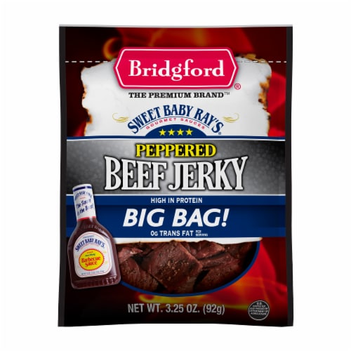Bridgford Sweet Baby Ray's Peppered Beef Jerky Perspective: front