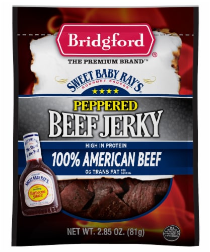Bridgford® Sweet Baby Ray's® Peppered Beef Jerky Perspective: front