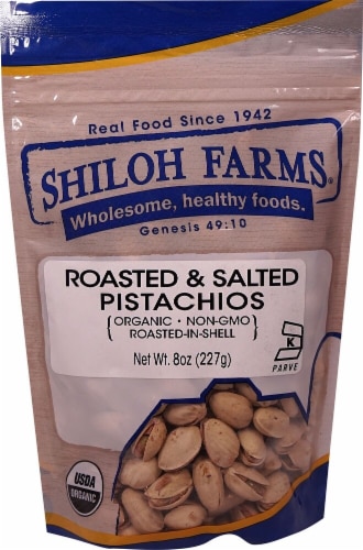 Shiloh Farms Organic Roasted & Salted Pistachios Perspective: front