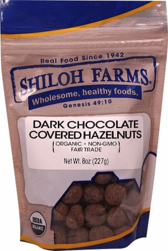 Shiloh Farms Organic Dark Chocolate Covered Hazelnuts Perspective: front