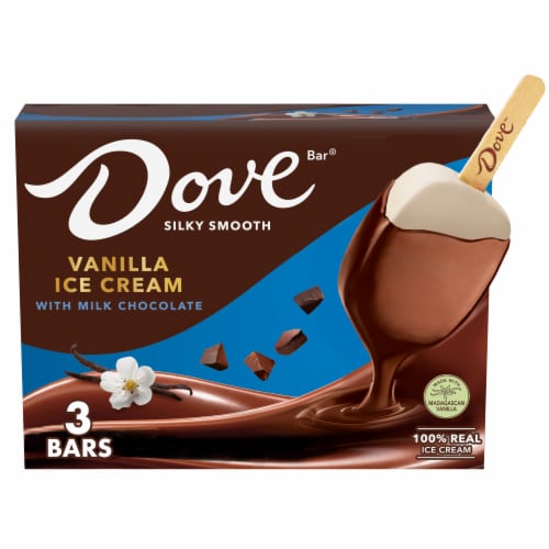 DOVE Vanilla with Milk Chocolate Ice Cream Bars Perspective: front