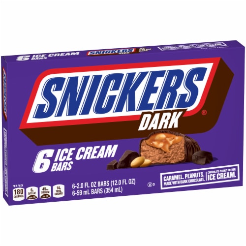 Snickers Dark Chocolate Ice Cream Bars 6 Count Perspective: front