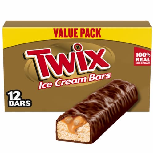 TWIX Vanilla Ice Cream Bars Caramel Chocolate Cookie Bar Individually Wrapped Perspective: front