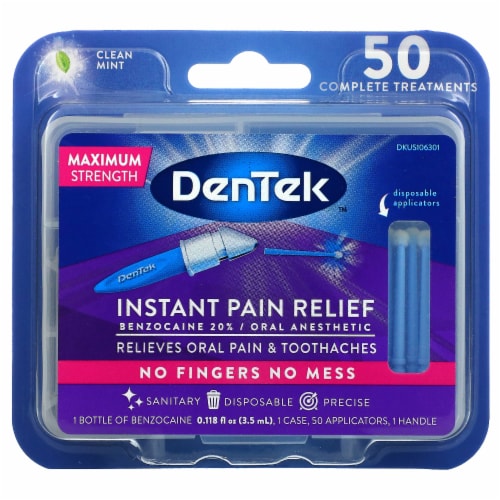DenTek Instant Pain Relief, Maximum Strength Clean Mint 0.12 flz Perspective: front