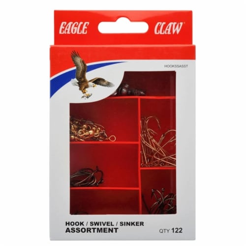 Eagle Claw HOOKSSASST Hook, Sinker Swivel Assortment - 122 Piece Perspective: front