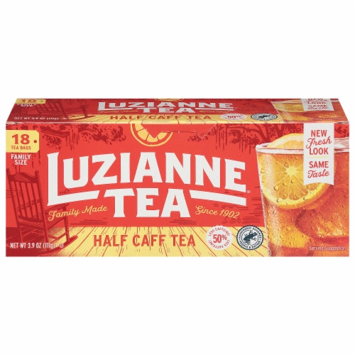 Luzianne Half Caff Family Size Tea Bags Perspective: front