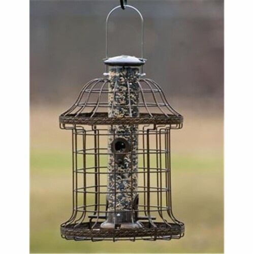 WoodLink Designer Caged 4 Port Tube Feeder Perspective: front