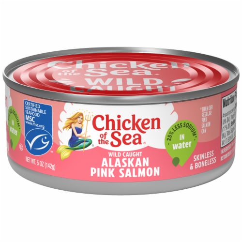 Chicken of the Sea Wild Caught Alaskan Pink Salmon, 25% Less Sodium 5 oz Perspective: front