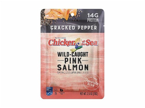 Chicken of the Sea® Cracked Pepper Skinless and Boneless Wild-Caught Pink Salmon Perspective: front