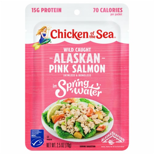 Chicken of the Sea Wild Caught Alaskan Pink Salmon in Spring Water Packet Perspective: front