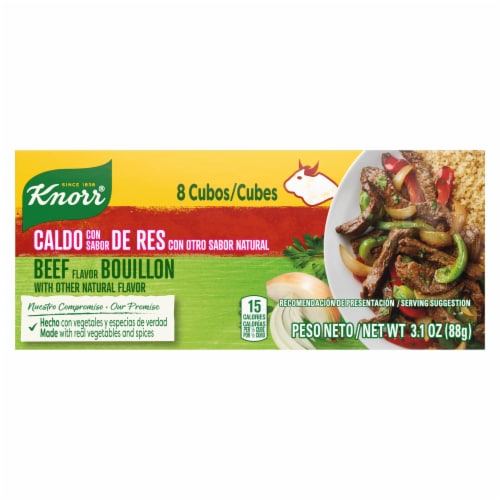 Knorr Beef Flavor Bouillon/Caldo de Res Bouillon Cubes Perspective: front