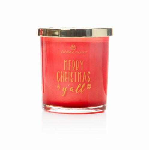 Colonial Candle® Merry Christmas Y'all Jar Candle - Red Perspective: front