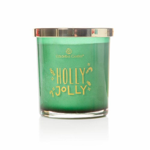 Colonial Candle® Holly Jolly Jar Candle - Green Perspective: front