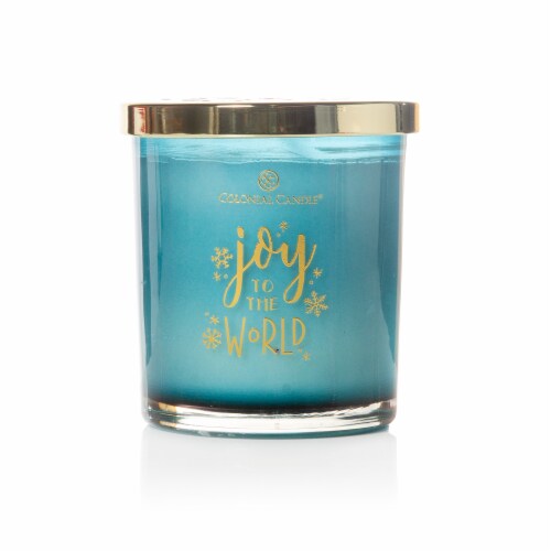 Colonial Candle® Joy to the World Jar Candle - Blue Perspective: front