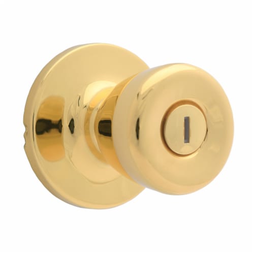 Atlas Polished Brass Privacy Tulip Door Knob Perspective: front