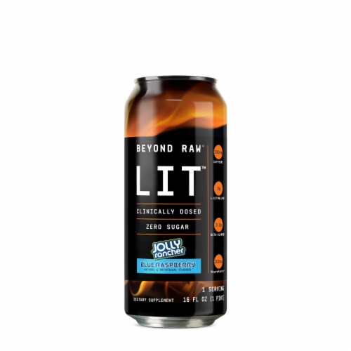 GNC Jolly Rancher Blue Raspberry Energy Drink Can Perspective: front