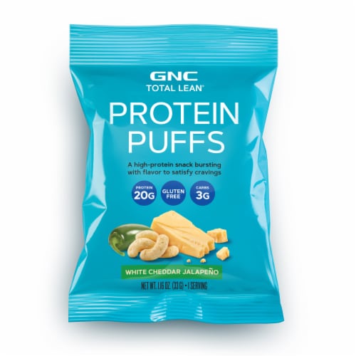 GNC Total Lean White Cheddar Jalapeno Protein Puffs Perspective: front