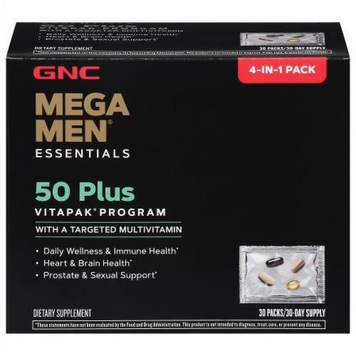 GNC Mega Men® Essentials 50 Plus Vitapak Program Multivitamins Perspective: front