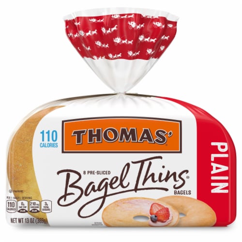 Thomas' Pre-Sliced Plain Bagel Thins Perspective: front