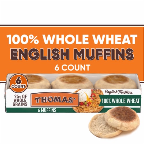 Thomas' Nooks & Crannies 100% Whole Wheat English Muffins Perspective: front