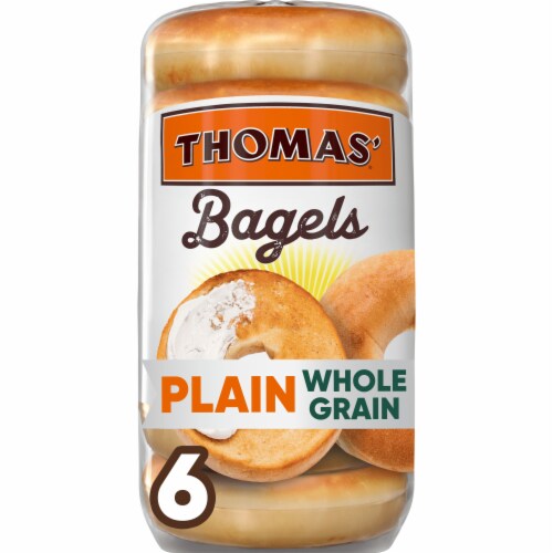 Thomas' Plain Whole Grain Bagels Perspective: front