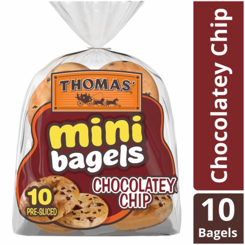 Thomas' Pre-Sliced Chocolately Chip Mini Bagels Perspective: front