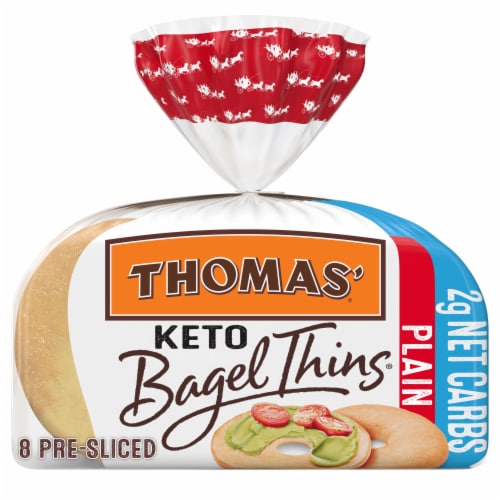 Thomas' Keto 2 Net Carb Plain Bagel Thins Perspective: front