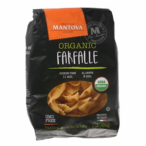 Organic Durum Wheat Semolina Farfalle 16 oz (Pack of 4) Perspective: front