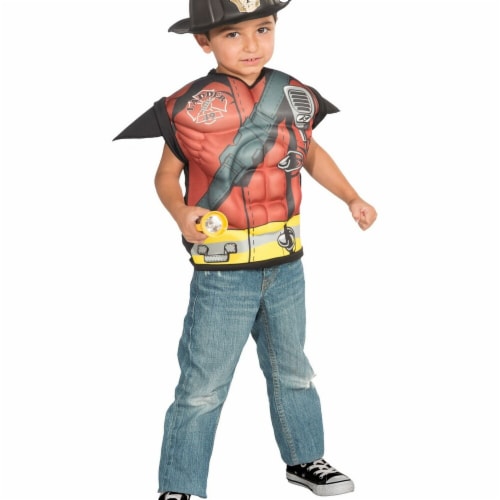 Imagine Fireman Muscle Shirt Set - One Size Costume Perspective: front