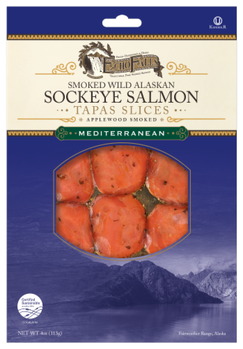 Echo Falls® Wild Alaskan Mediterranean Style Sockeye Salmon Tapas Slices Perspective: front