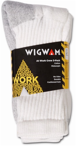 Wigwam Men's At-Work Crew Socks - 3 Pack - White/Gray Perspective: front