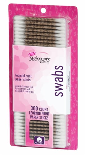 Swisspers® Leopard Print Cotton Swab Perspective: front