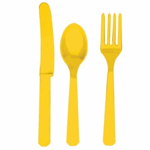 Amscan 236353 Yellow Sunshine Forks- Knives and Spoons- 8 each Perspective: front