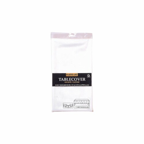 Amscan 54'' x 108 White Lace Plastic Tablecover 5/Pack (77000), 1 - Fry ...