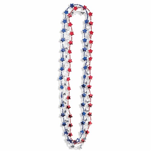 Amscan Beaded Star Necklaces 33  Red/Silver/Blue 16/Pack 3 Per Pack (318570) Perspective: front