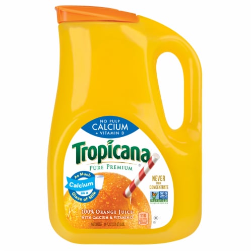 Tropicana Orange Juice with Calcium + Vitamin D 89 oz Bottle Perspective: front