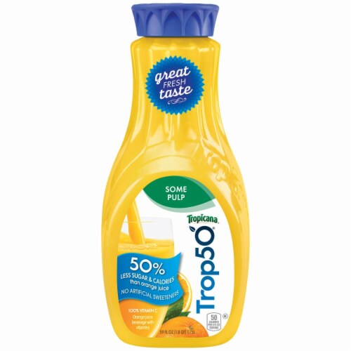 Tropicana Trop50 Orange Juice with Some Pulp Perspective: front