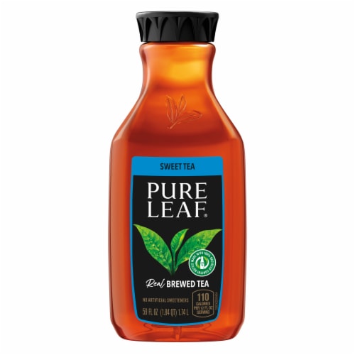 Pure Leaf Iced Tea Real Brewed Black Tea Sweetened Bottle Perspective: front